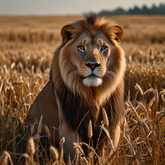 lion in the savannah