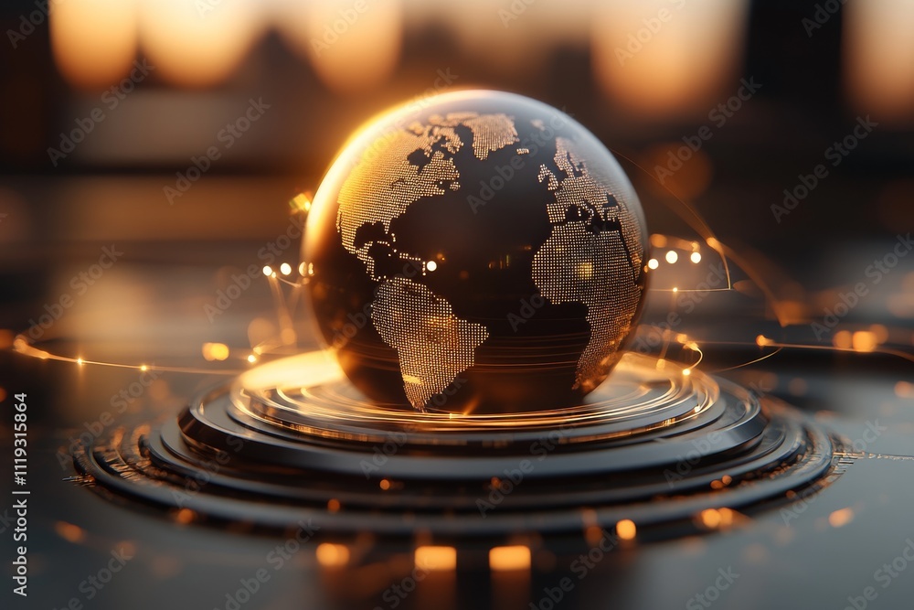 Aufkleber an illuminated digital globe surrounded by intricate glowing connections, symbolizing global network