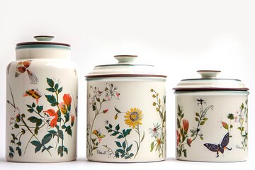 Floral Patterned Ceramic Canisters