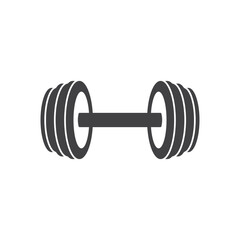 Dumbbell icon in flat style. Workout gym tool vector illustration on isolated background. Barbell fitness equipment sign business concept.