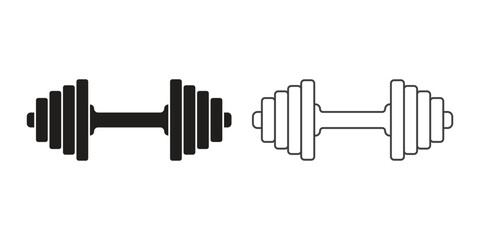 Dumbbell icon in flat style. Workout gym tool vector illustration on isolated background. Barbell fitness equipment sign business concept.