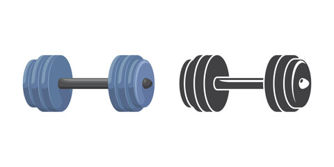 Dumbbell icon in flat style. Workout gym tool vector illustration on isolated background. Barbell fitness equipment sign business concept.