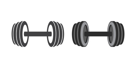 Dumbbell icon in flat style. Workout gym tool vector illustration on isolated background. Barbell fitness equipment sign business concept.