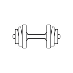 Dumbbell icon in flat style. Workout gym tool vector illustration on isolated background. Barbell fitness equipment sign business concept.