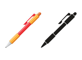 Ballpoint pen icon in flat style. Office tool vector illustration on isolated background. School equipment sign business concept.