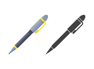 Ballpoint pen icon in flat style. Office tool vector illustration on isolated background. School equipment sign business concept.