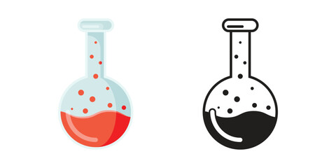 Science lab bottle icon in flat style. Laboratory glassware equipment vector illustration on isolated background. Test tube sign business concept.