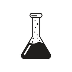 Science lab bottle icon in flat style. Laboratory glassware equipment vector illustration on isolated background. Test tube sign business concept.