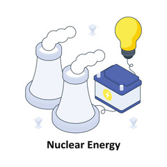 Nuclear Energy isometric Colored illustration. EPS File stock illustration