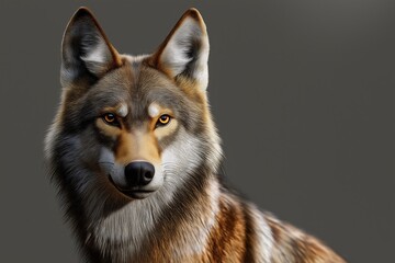 Obraz premium Studio photo of a wolf isolated against a white background. Wildlife and conservation concept, space for copy.