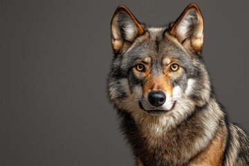 Obraz premium Studio photo of a wolf isolated against a white background. Wildlife and conservation concept, space for copy.