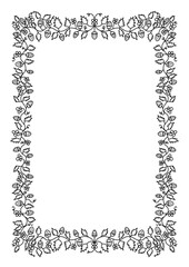 Black line invitation border with strawberries 