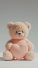 Obraz premium A cute teddy bear sitting with a large heart in its lap.