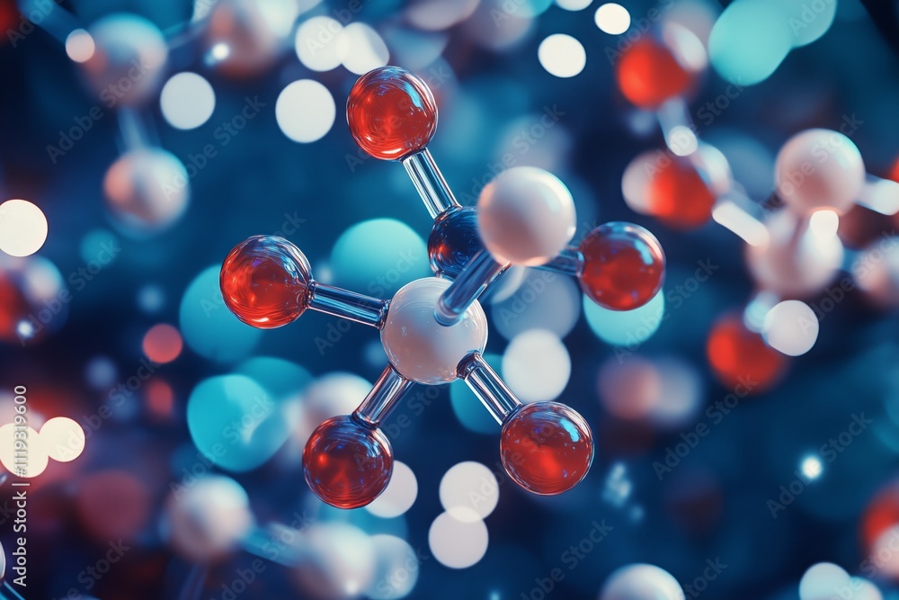 Aufkleber 3d render of molecular structure science concept background