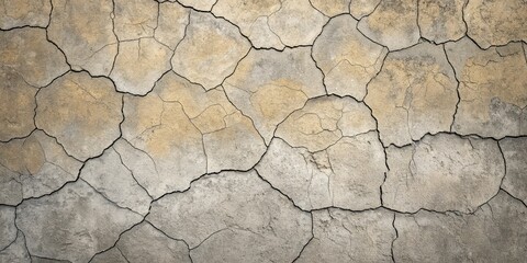 Fototapeta premium Arid land texture with a network of deep cracks in dry earth
