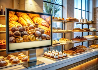 Bakery Digital Menu Board Mockup - Blank Screen - High-Resolution Image - Modern Design