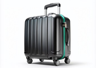Black Travel Suitcase Wheels Compact Design White Background High-Quality Image