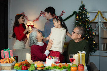 Family Holiday Dinner Celebration, spending happy time together on holidays.