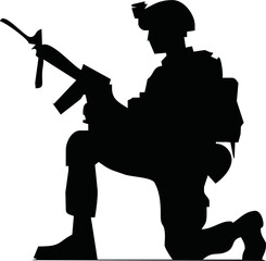 Naklejka premium Silhouettes of US soldiers. Silhouettes to represent soldiers. 3D Illustration