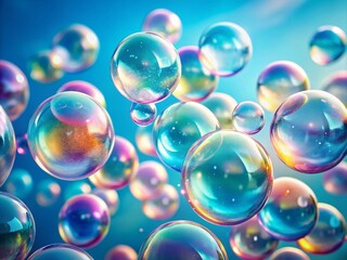 Floating Bubbles on a Soft Blue Background - AI Art