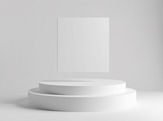Fototapeta premium Levitating White Square Podium - Minimalist AI Art