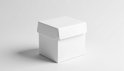 Naklejka premium Foldable box mockup in white with simple design on a clean background for versatile packaging solutions