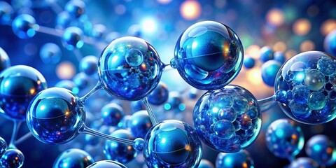 Molecular Spheres - Blue Hues, Scientific Visualization, Abstract Art