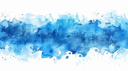 Obraz premium Blue watercolor strip with paper texture