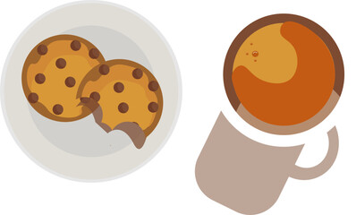 Vector illustration of tea with cookie or biscuit