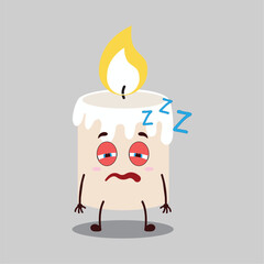 cute sleepy expression of candle cartoon character
