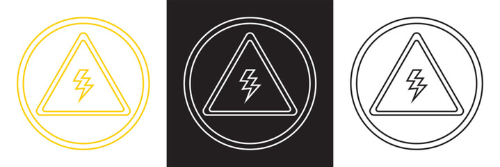 High voltage sign with lightning. isolated on white and black background. Vector illustration .EPS 10