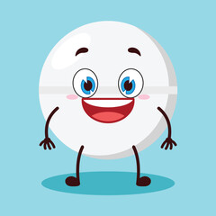 Obraz premium cute happy expression of drug tablet cartoon character
