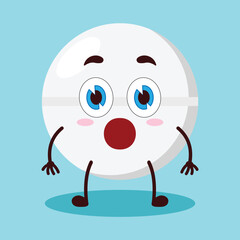Fototapeta premium cute shocked expression of drug tablet cartoon character