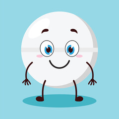 cute smile expression of drug tablet cartoon character