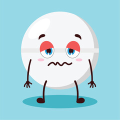 cute nope expression of drug tablet cartoon character