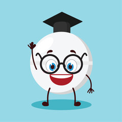 cute graduation college student expression of drug tablet cartoon character