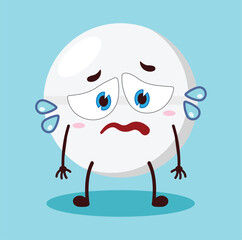 cute depressed expression of drug tablet cartoon character