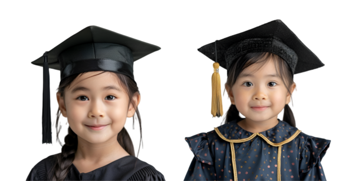two people in graduation cap