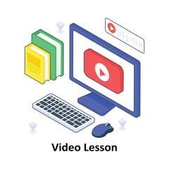 Video Lesson isometric Colored illustration. EPS File stock illustration