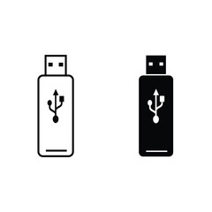 A set of icons of flash drive, flash disk, USB drive symbols, isolated on a white background. two usb drive icon. 