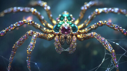 宝石が散りばめられたクモ