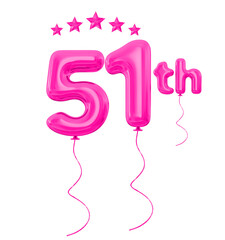51  Year Anniversary Pink Balloon 