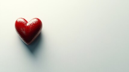 Fototapeta premium Red heart on white background. Minimalist design with copy space.