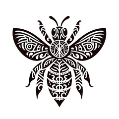 AI Generate of Bee Shape in Samoan Art style isolated in white