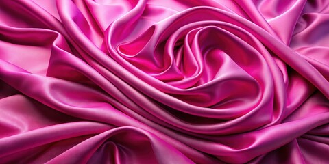 Obraz premium Pink Fabric Waves Background, Textured Pink Cloth, Panoramic Pink Textile, Draped Pink Material