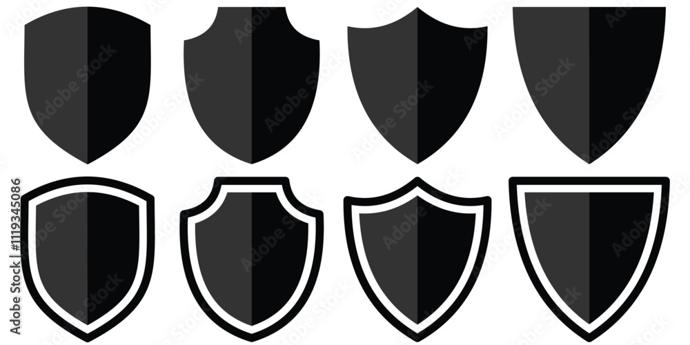 Fototapete shield icon set in different style. protect shield security line icons. shield icon vector illustrat