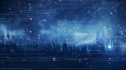 Obraz premium Cyber winter background, copy space for text