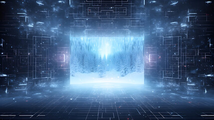 Fototapeta premium Cyber winter background, copy space for text