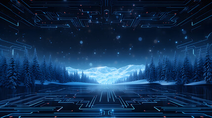 Cyber winter background, copy space for text