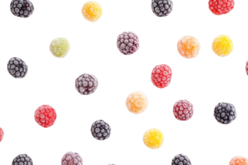Frozen berries ready for smoothies, colorful and refreshing, healthy lifestyle, isolated on transparent and white background.PNG image